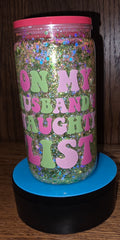 On My Husband's Naughty List Christmas Snow Globe Tumbler | 16 oz | Ready to Ship