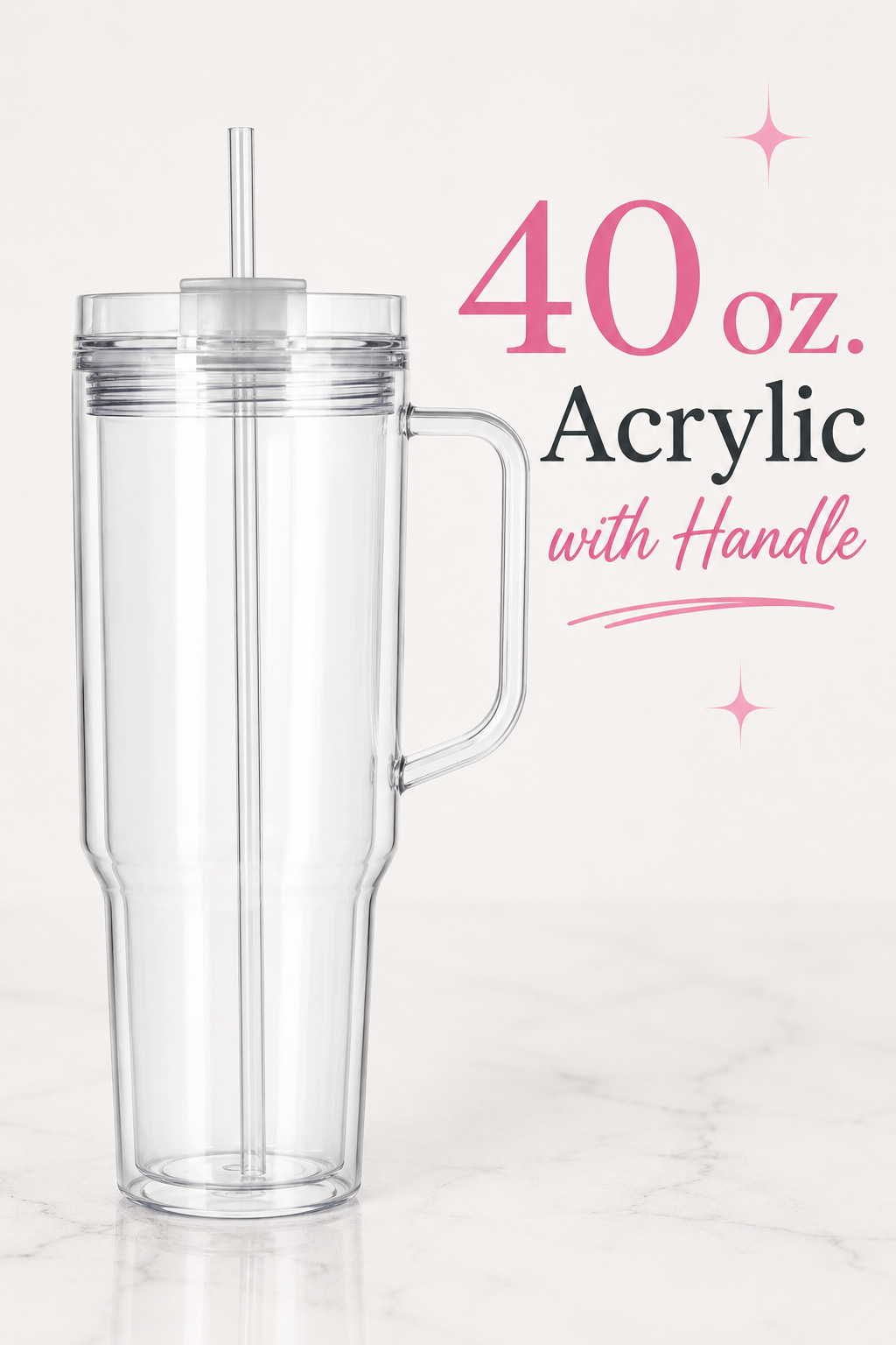 Custom 40 oz (w/handle) Acrylic Snow Globe Tumbler