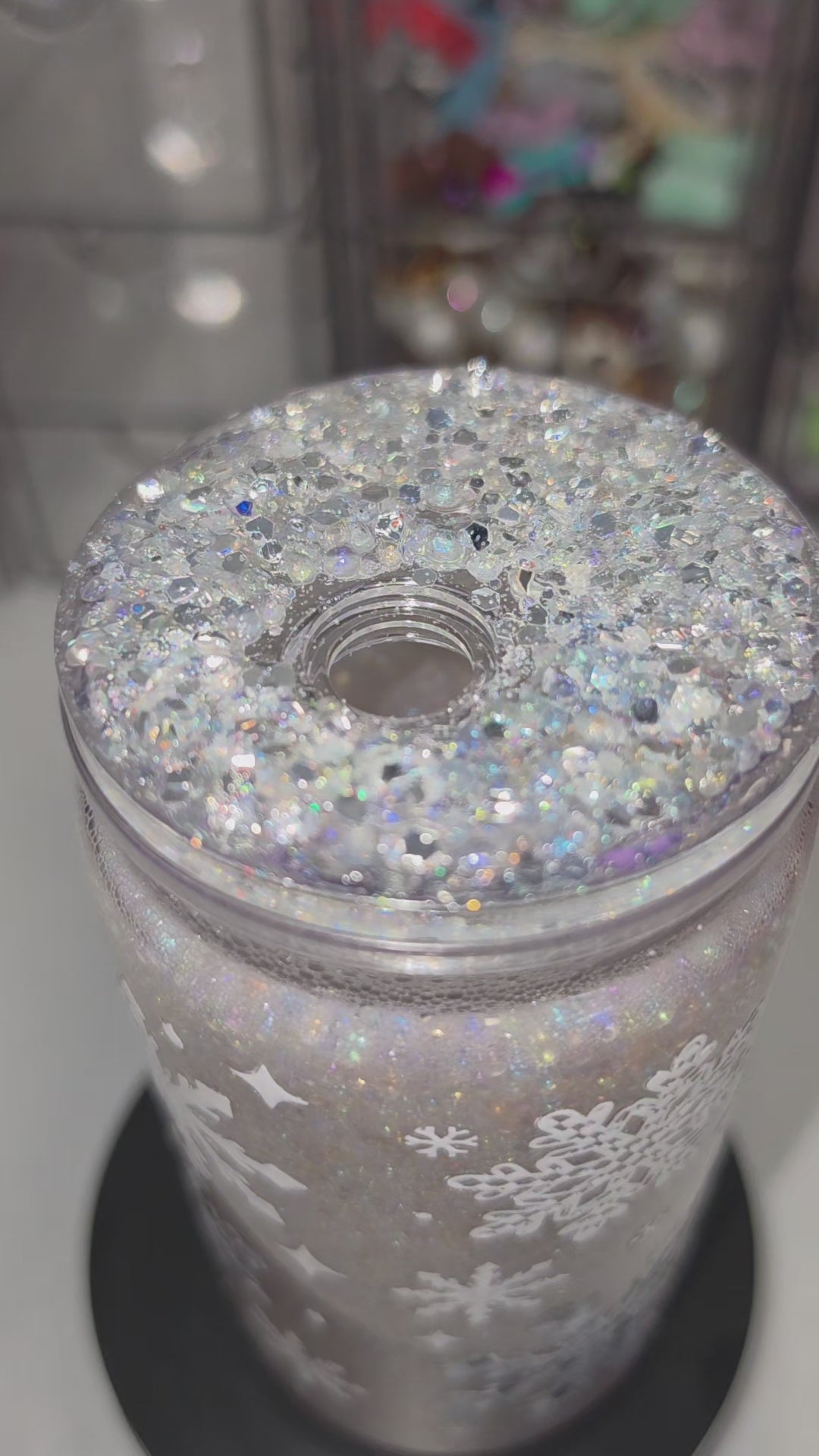 Icy Snowflake Slushy 16 oz Snow Globe Tumbler | Winter Wonderland Cup