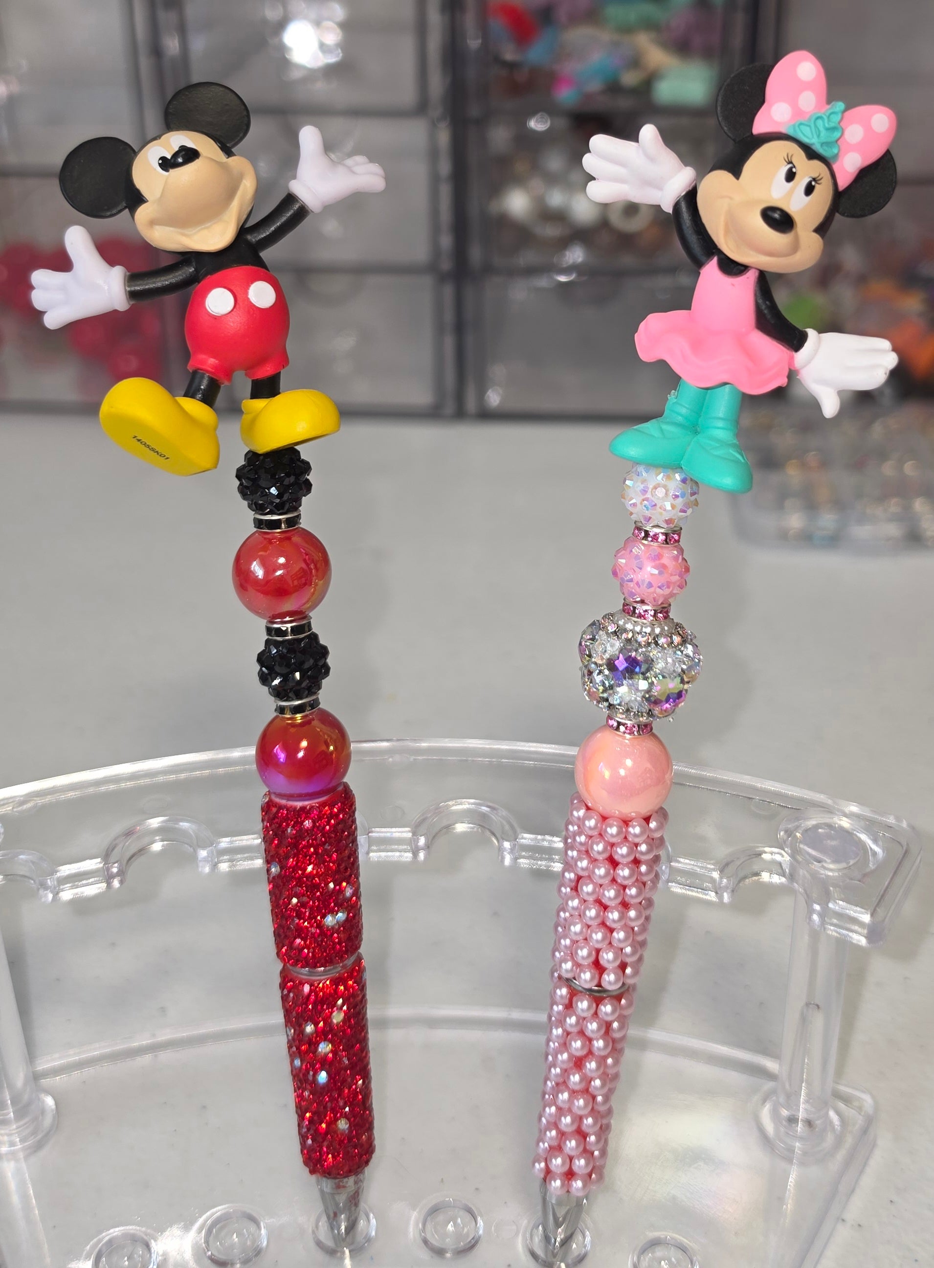 Mickey & Minnie Inspired Character Bling Pens | Handmade Beaded Pens