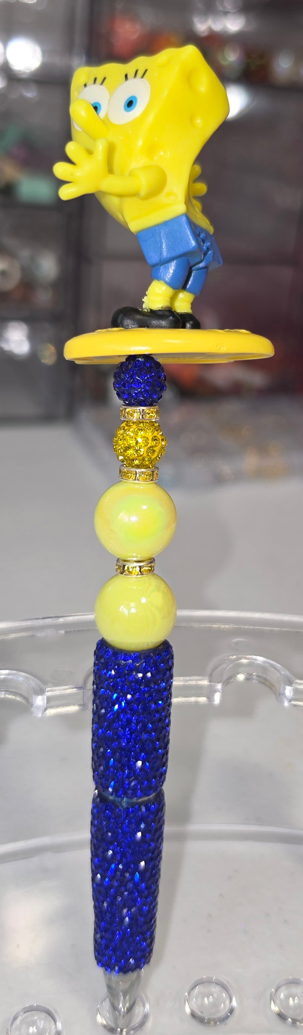 SpongeBob Character Bling Pen | Blue & Yellow Rhinestone Beaded Pen