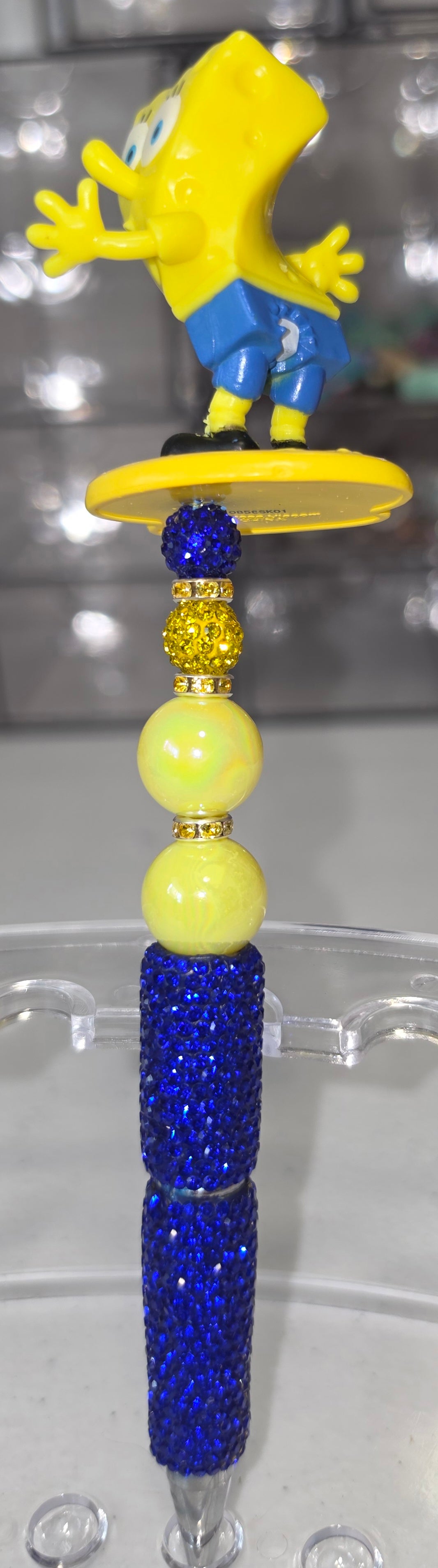 SpongeBob Character Bling Pen | Blue & Yellow Rhinestone Beaded Pen