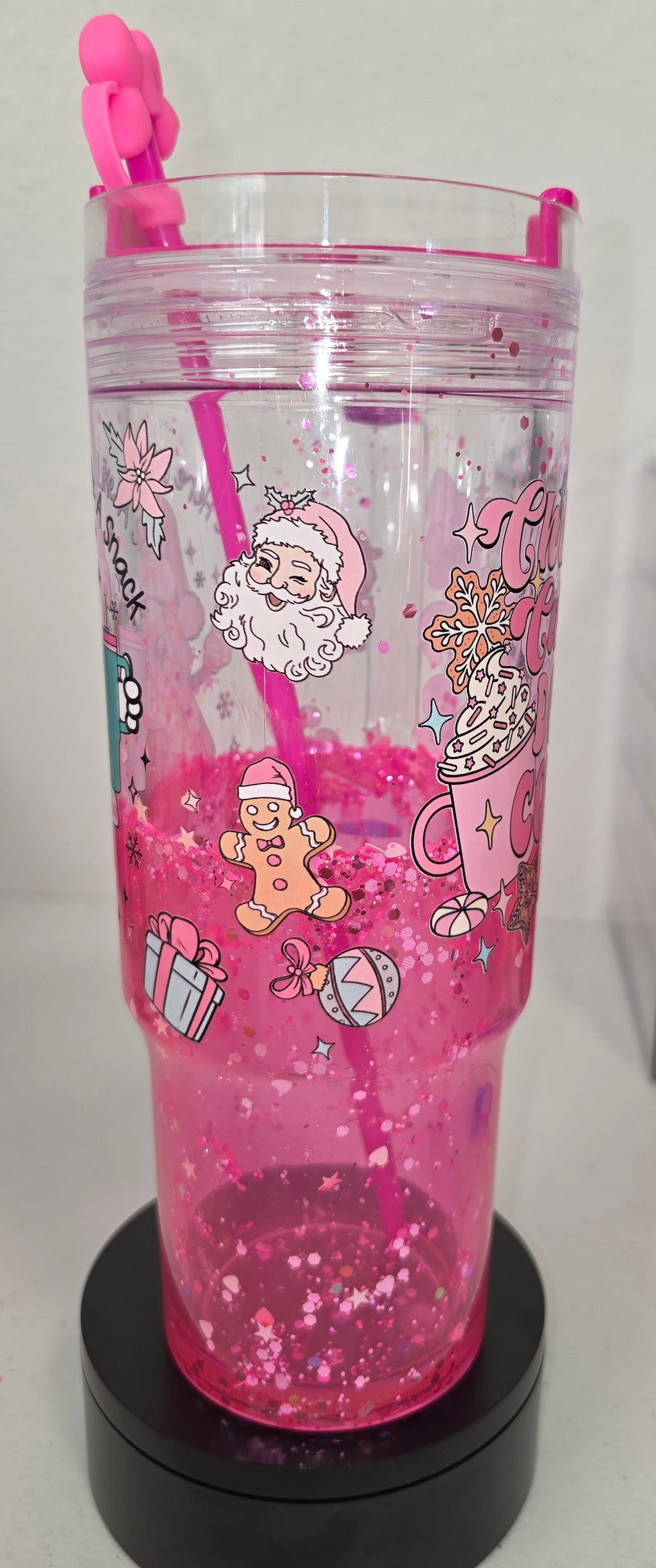 Pink Christmas Calories Don’t Count – 40 oz Snow Globe Tumbler|Ready to Ship