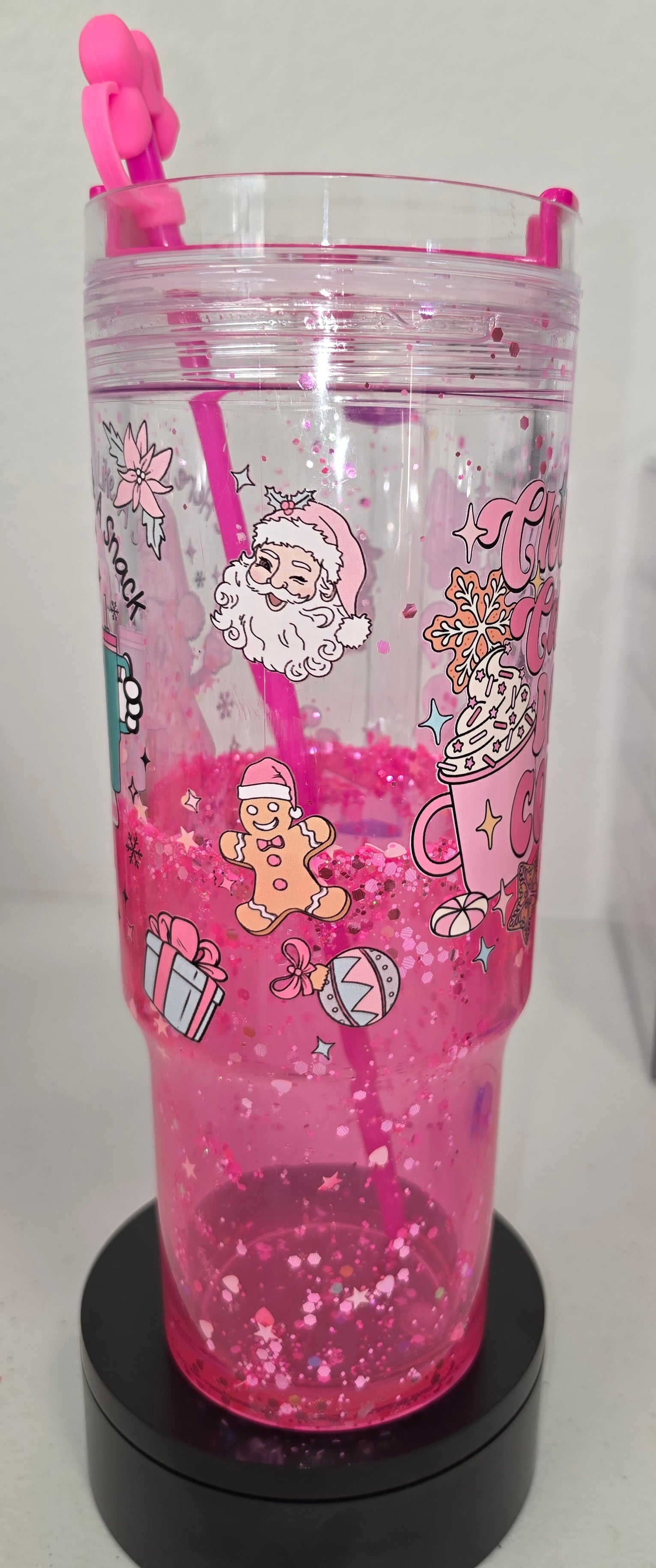 Pink Christmas Calories Don’t Count – 40 oz Snow Globe Tumbler|Ready to Ship