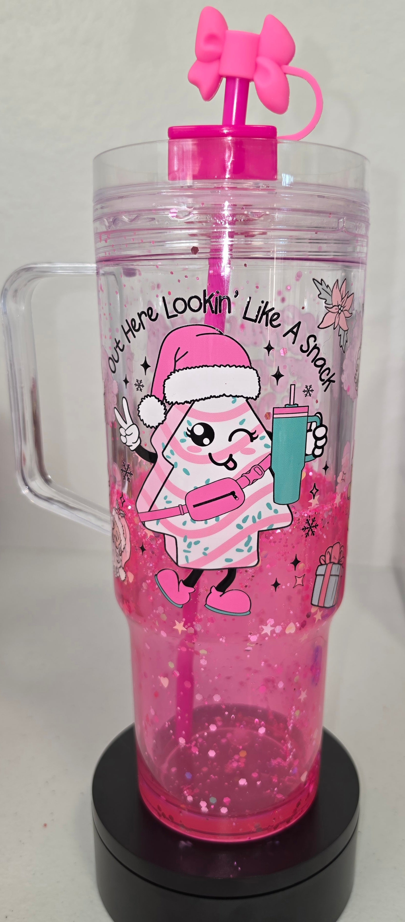 Pink Christmas Calories Don’t Count – 40 oz Snow Globe Tumbler|Ready to Ship