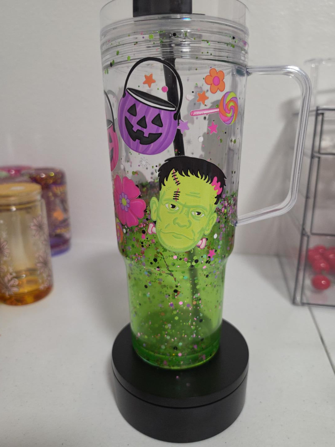Spooky Neon Halloween Lava Flow 40 oz Tumbler – Ready to Ship